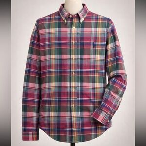 Vintage Ralph Lauren Authentic Madras Plaid Shirt XXL Woven in India 90s 00s